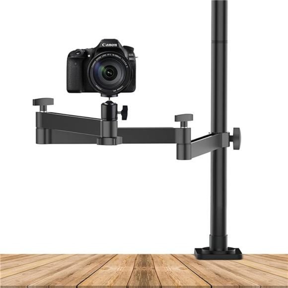 Camera Desk Mount Stand with Flexible Arm Overhead Camera Mount Aluminum